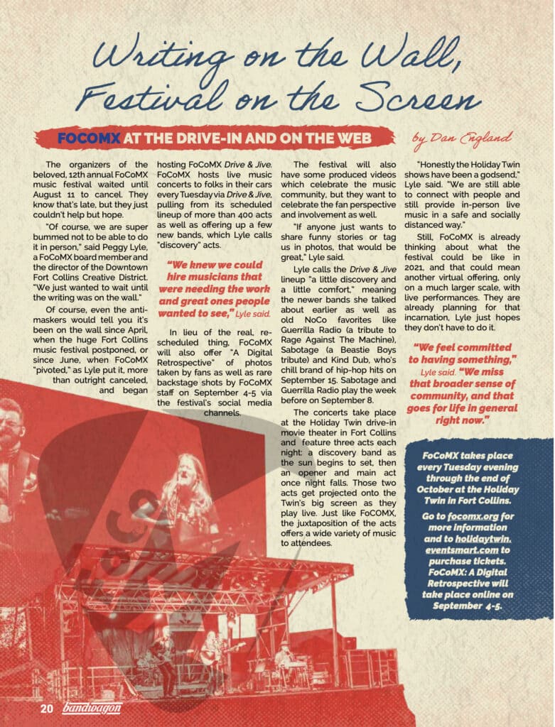 Photo from “Writing on the Wall, Festival on the Screen: FoCoMX at the Drive-In and On the Web”