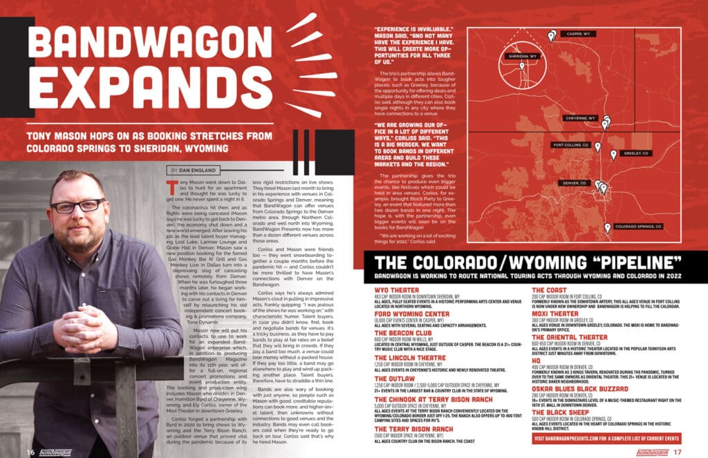 Photo from “BandWagon Expands: Tony Mason Hops On as Booking Stretches from Colorado Springs to Sheridan, Wyoming”